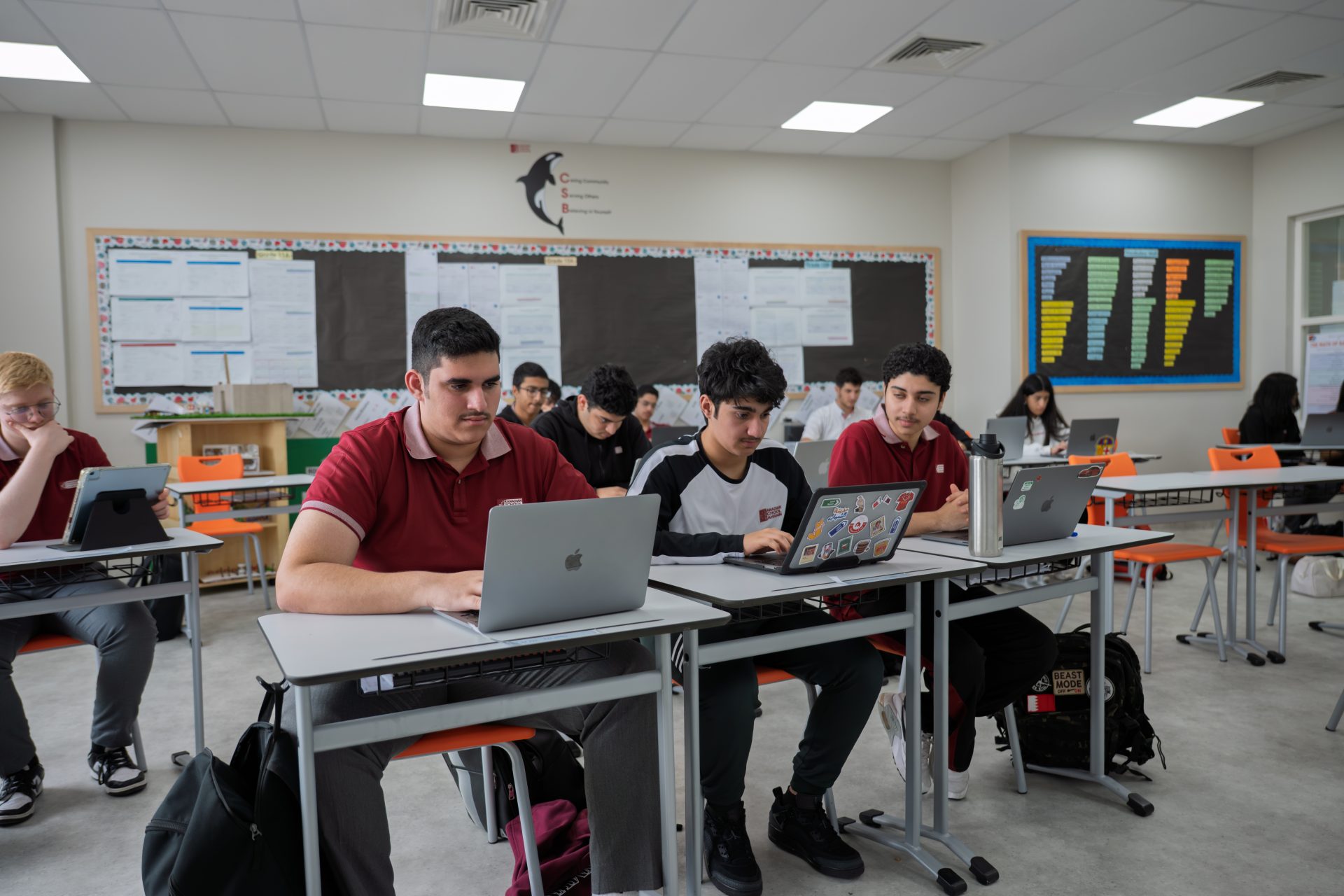 Middle School students learning together at CSB
